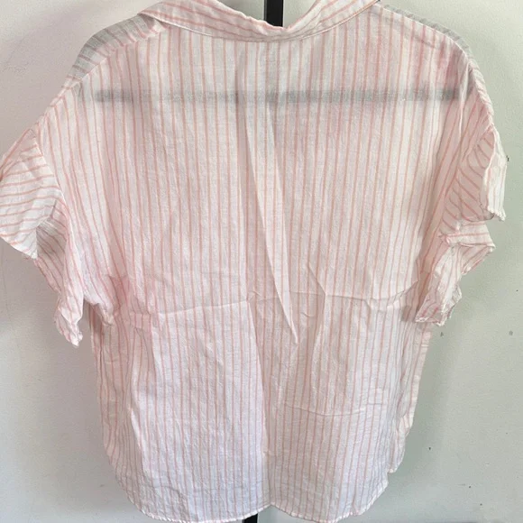 Very J Red Floral Pink Striped Button Down Shirt - Picture 3 of 3